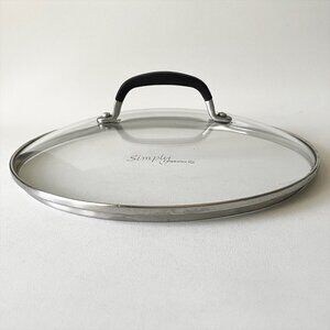 Simply Calphalon Transparent Glass Lid 9.8"ID w/ Rubber Stainless Steel Handle